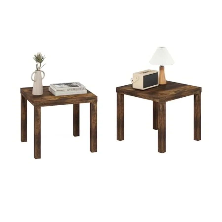 

Classic Side Table Set of 2 Square Modern End Table with 1.8" Triple Thick Tabletop Simple Night Stand Bedside Table Toolless A