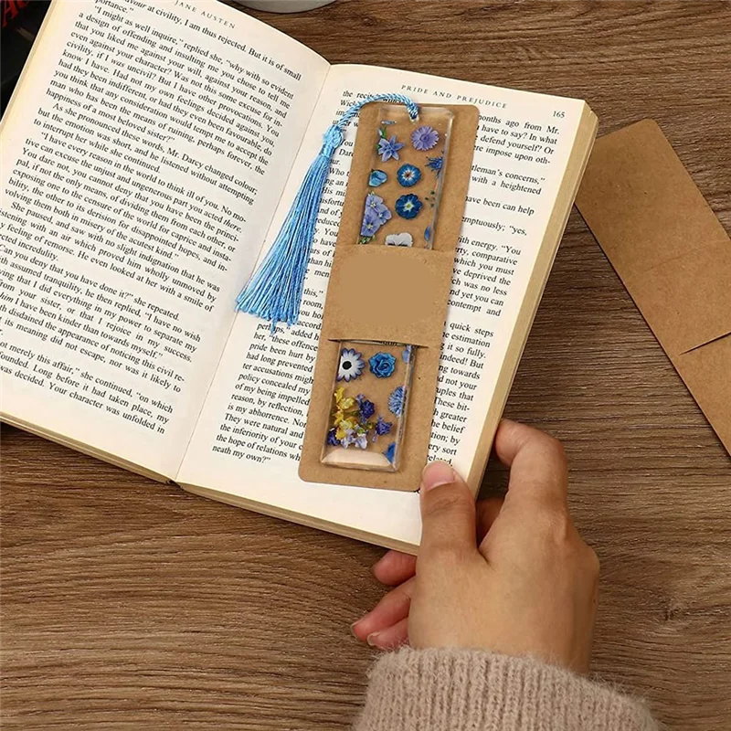70 قطعة من حامل الإشارات المرجعية الأكمام DIY إشارات مرجعية من الراتنج بطاقات عرض فارغة لتغليف الهدايا المرجعية