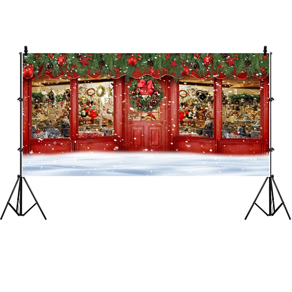سانتا لعبة متجر خلفية الشتاء الثلوج عرض شجرة عيد الميلاد هدية تيدي بير الاطفال الأسرة حفلة عيد الميلاد 600x300 سنتيمتر صورة خلفية