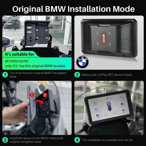 Imagen 2 del producto Motoplay GPS de 7 pulgadas para motocicletas BMW, navegación Carpuride Mota, navegador de BMW, pantalla Carplay, pantalla impermeable para motocicleta