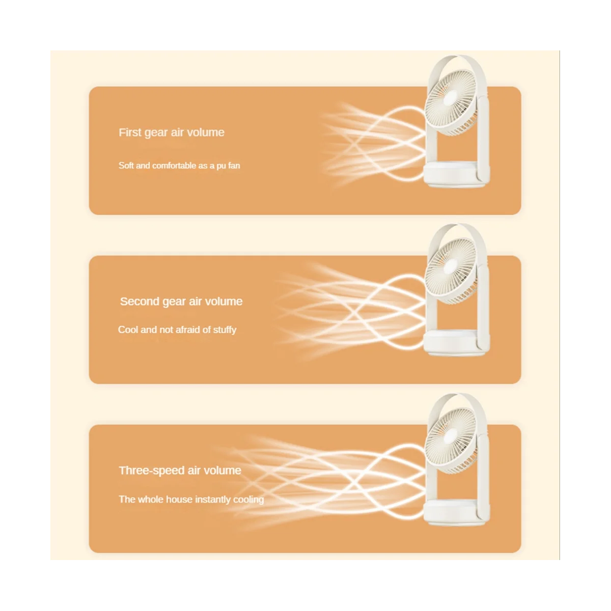 พัดลมตั้งโต๊ะแบบติดผนัง พัดลมตั้งโต๊ะขนาดเล็กแบบชาร์จไฟได้ผ่าน USB สำหรับใช้ในบ้าน พัดลมอเนกประสงค์สำหรับตั้งแคมป์กลางแจ้ง 10000Mah-B-ABLM