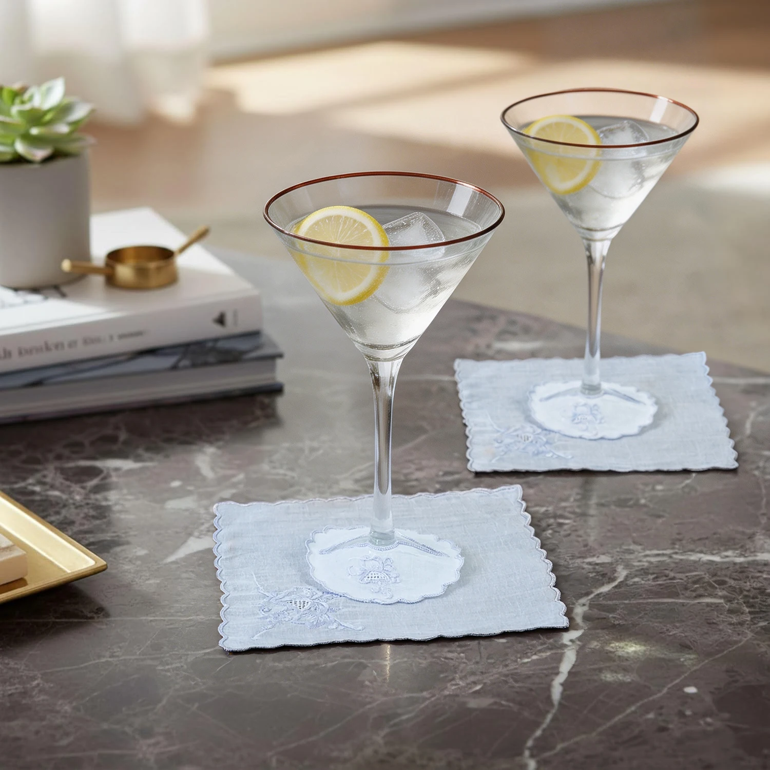 Handmade Linen Embroidered Cocktail Napkin 3 colors Traditional Craft Natural Linen Table Decor Vintage Drink Coasters Gift