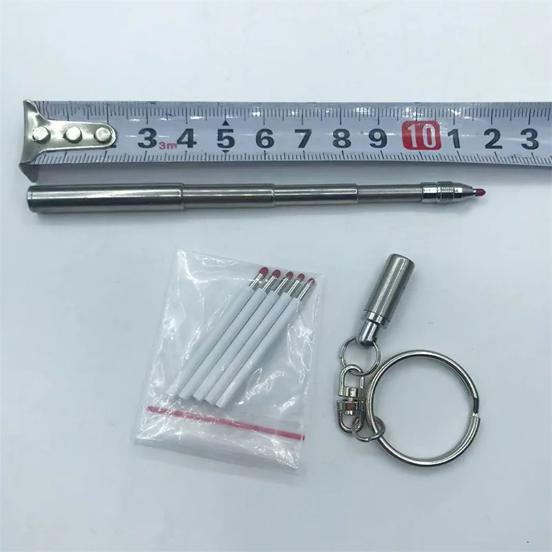 Mini chaveiro ajustável, caneta retrátil portátil, mini criatividade, chaveiro, caneta esferográfica de aço inoxidável
