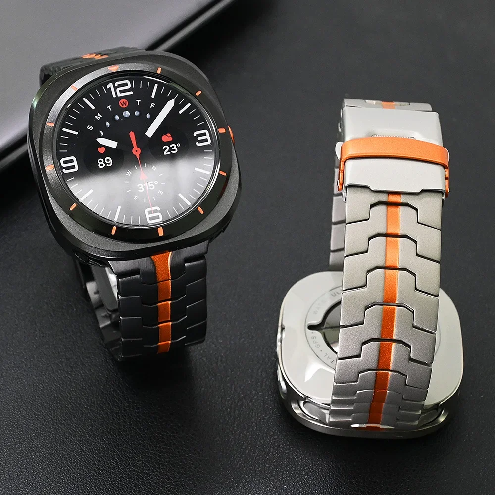 

Business Titanium Strap for Samsung Galaxy Watch Ultra 47mm Band+plastic Case for SAMSUNG GALAXY ULTRA 7 47MM No Gaps Bracelet