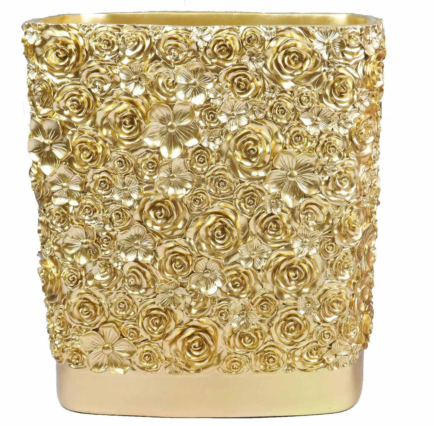 

Маленькая кухонная мусорная корзина на 1,8 галлона с ручной резьбой в виде розы, золотой декор, для спальни, офиса, ванной комнаты