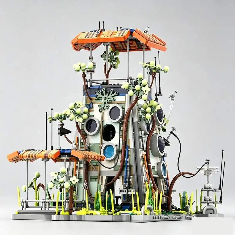 2777 PCS Neon Wastes Futuristic Landscape MOC Model Custom Puzzles Creative Architecture DIY Education Assembly Toy Gift Blocks