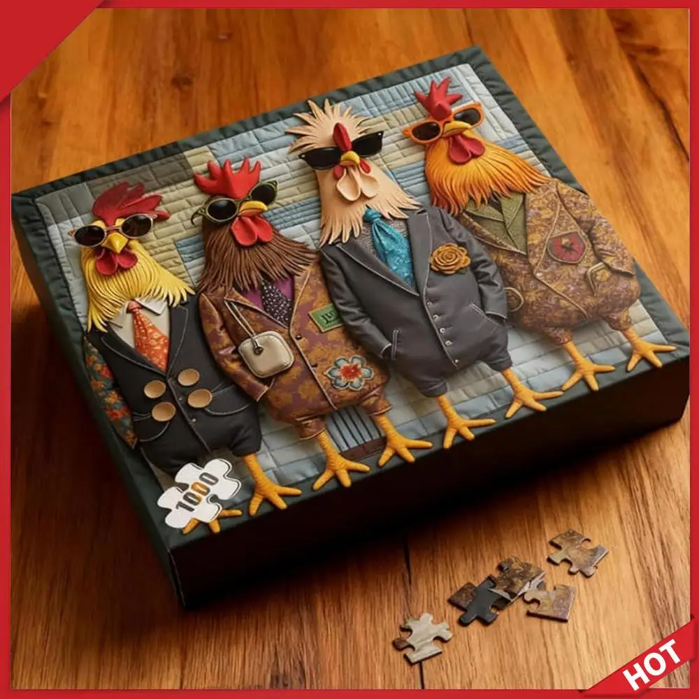 

1000-Pieces Runway Roosters Jigsaw Puzzle Challenging Difficult Animal Puzzle Funny Chicken Puzzle for Adults Home Decor