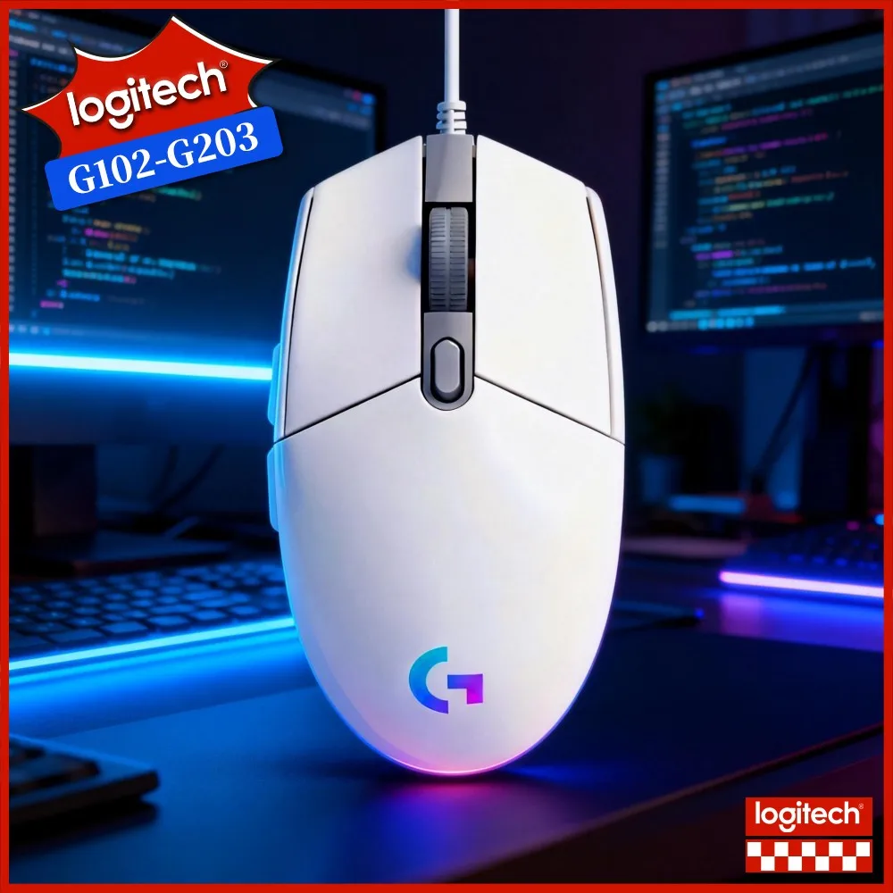 Logitech G102 Wired Mouse, 1Ms Report Rate, RGB Lighting, 20M Click Lifespan, Mechanical Buttons For Competitive Gamers