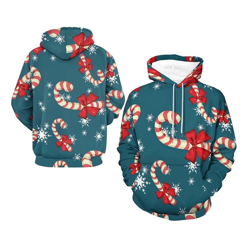 3D Full Print Hoodie Men's Clothing Casual Street Pullover Sweatshirt Christmas Candy Cartoon Graphic Autumn Long Sleeve Hoodies