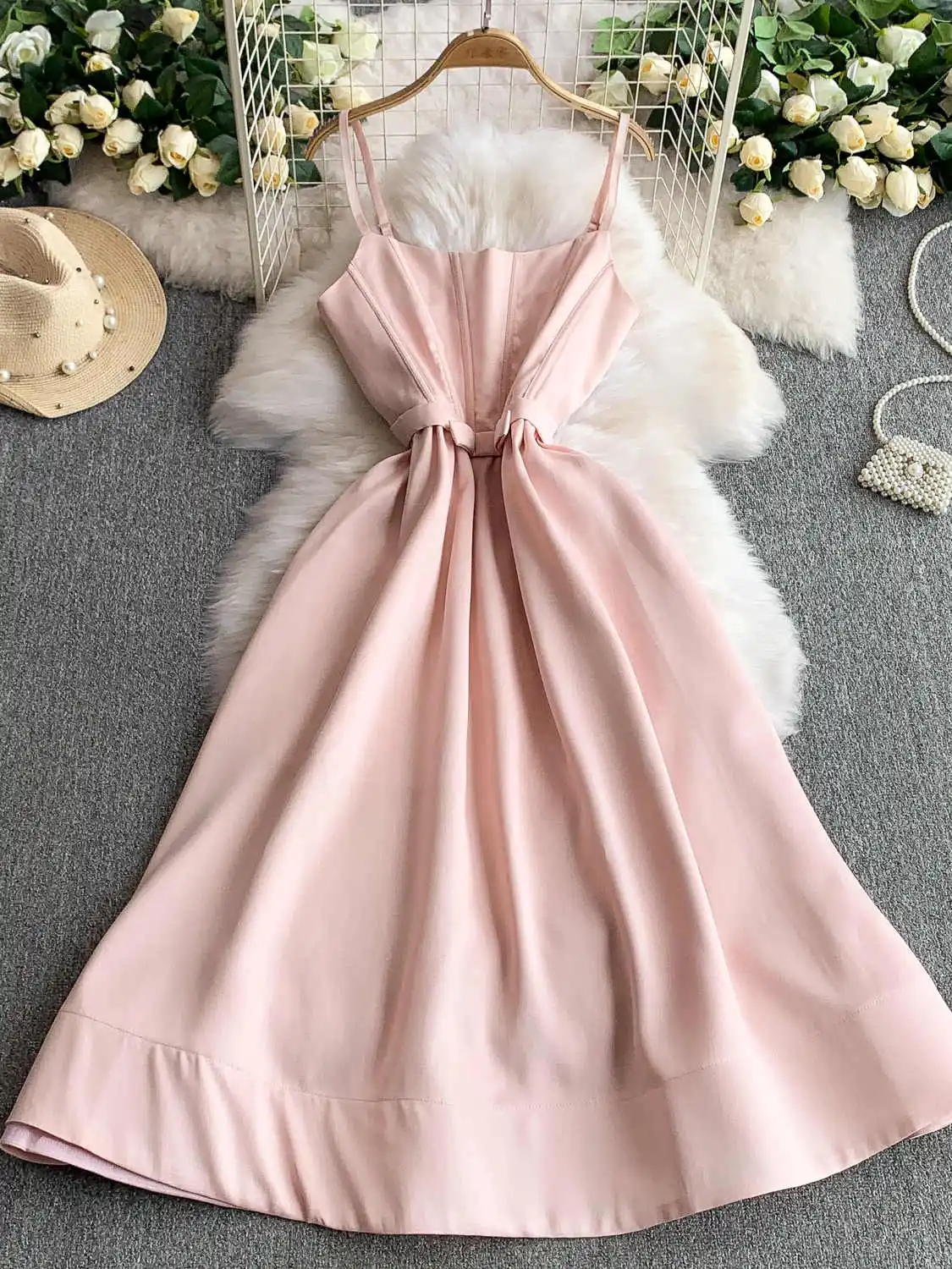 

Women's Pink A-line Evening Dress Vintage Sleeveless Long Luxury Dresses Y2k Holiday Party One Piece Frocks 2000s Clothes Summer