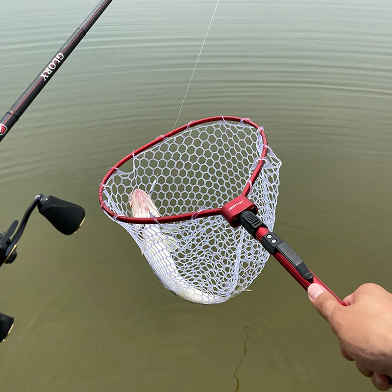 HISTAR Ultralight Portable Soft Rubber Mesh With Stainless Steel Handle Fishing Tool Accessories Foldable Landing Net