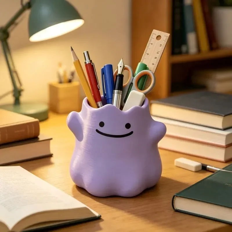 Pokemon Ditto Pen Holder Purple Cute Creative Desktop Stationery Storage Organizer For Office Home Desk Decor Container view 3