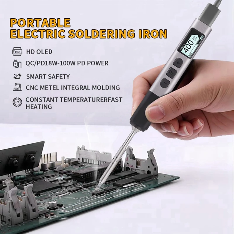 PTS201 PD 100W inteligentna lutownica przenośna stacja lutownicza PID regulacja temperatury do elektronicznej naprawy DIY