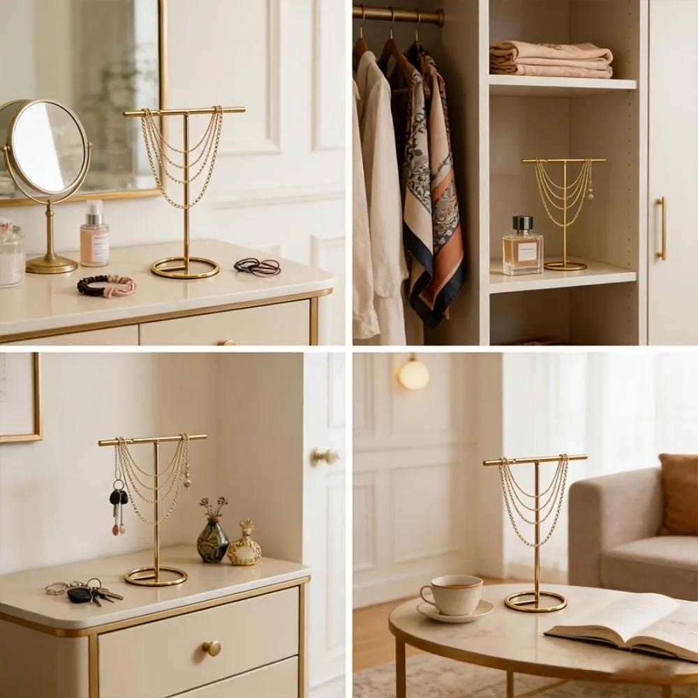 3PCS Metal Jewelry Hanging Rack Desktop Vertical Storage Rack, Entrance Dressing Table Sorting Rack Light Luxury Texture