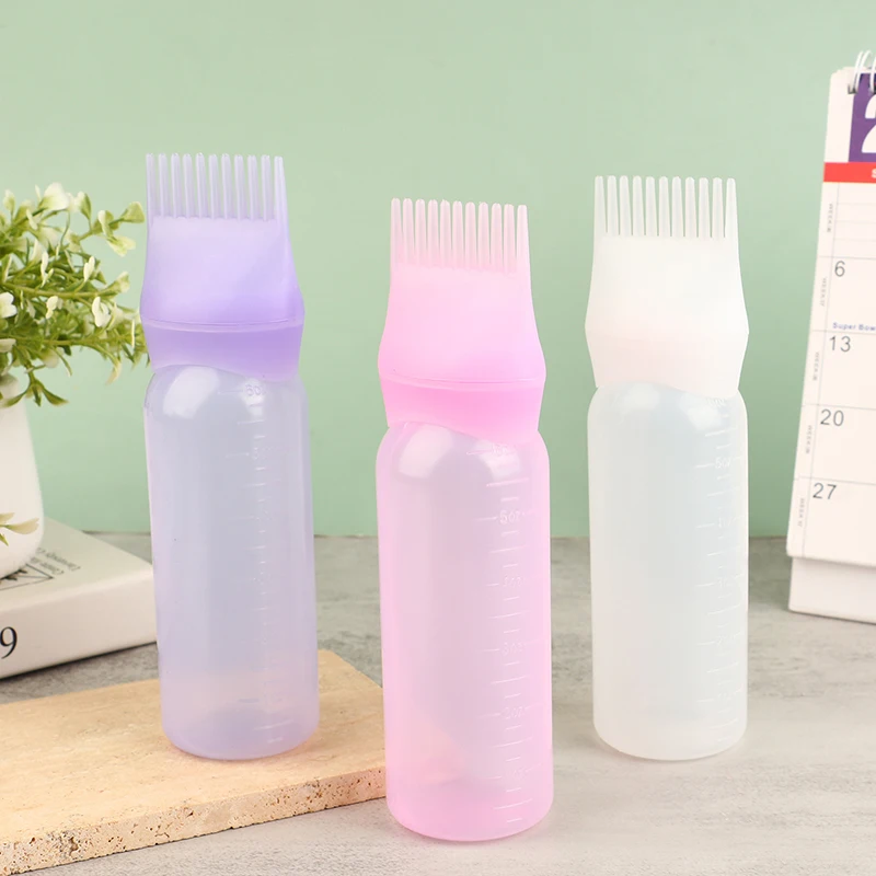 1Pc 120ml Plastic Hair Oil Applicator Bottle Hairdressing Shampoo Bottle Hair Dye Refillable Bottle Hair Coloring Styling Tools