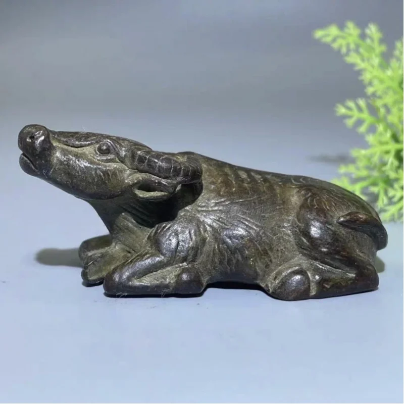 Wholesale collectible reclining zodiac ornament, antique-style copper animal bull decoration, craft item, tea pet