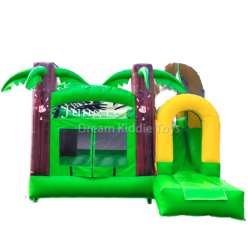 

Коммерческий уличный джунгли 4 в 1, зеленый надувной надувной замок, комбинированный замок для прыжков