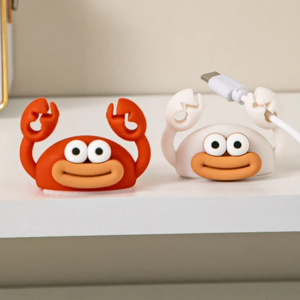 Cartoon Crab Cable Holder Self-Adhesive Fixing USB Cable Management ClipHome Office Desk Decoration Silicone Cable Organizer