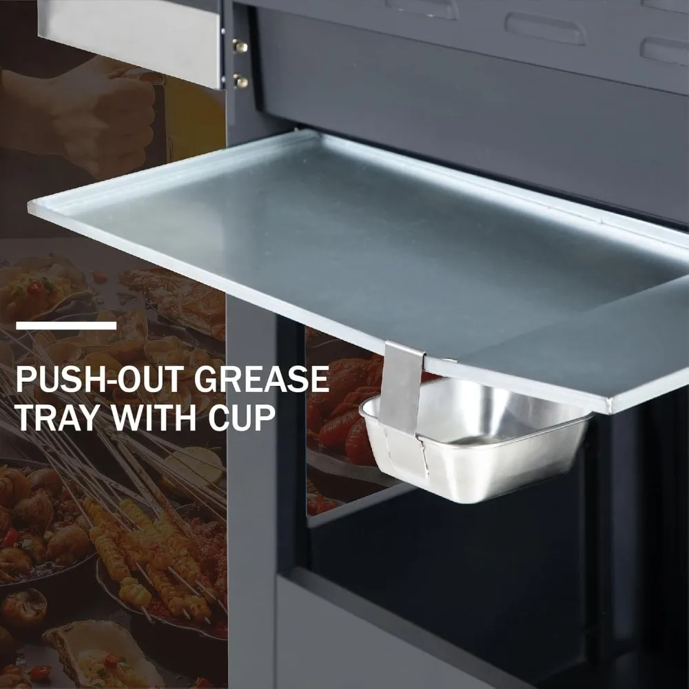 4-Burner Gas BBQ Grill with Side Burner & Porcelain-Enameled Cast Iron Grates, Outdoor Cooking Propane Grills