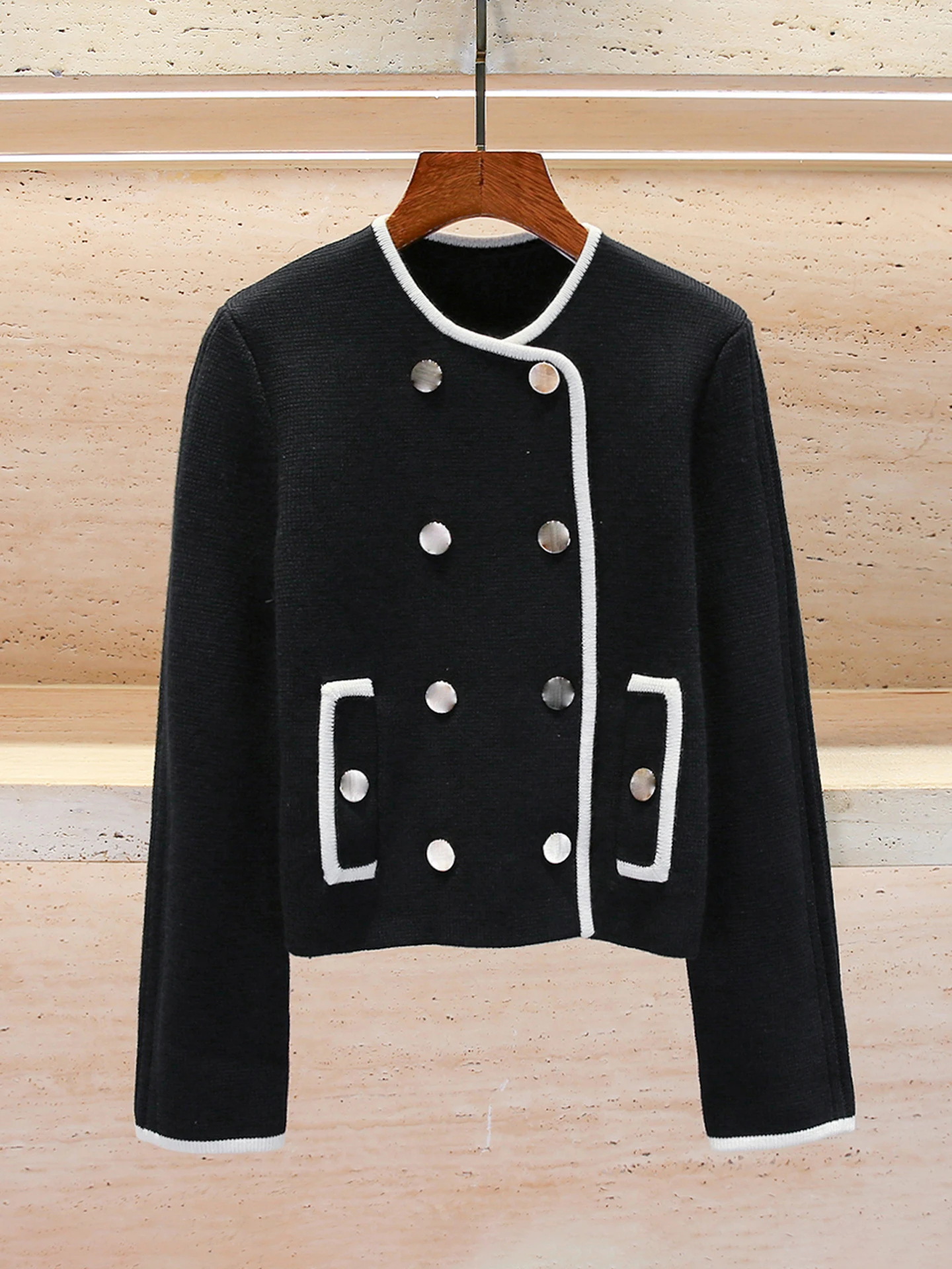 

M Home Nan You Высококачественный женский вязаный кардиган, пальто с двухрядными пуговицами, осень-зима, винтажное, высокого класса, стандартная посадка