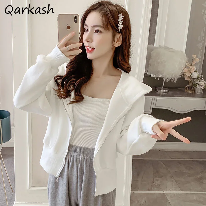 

Укороченные толстовки женские с капюшоном шикарный дизайн с вышивкой букв тонкие универсальные нежные мягкие на молнии популярная корейская версия хипстерские Ins