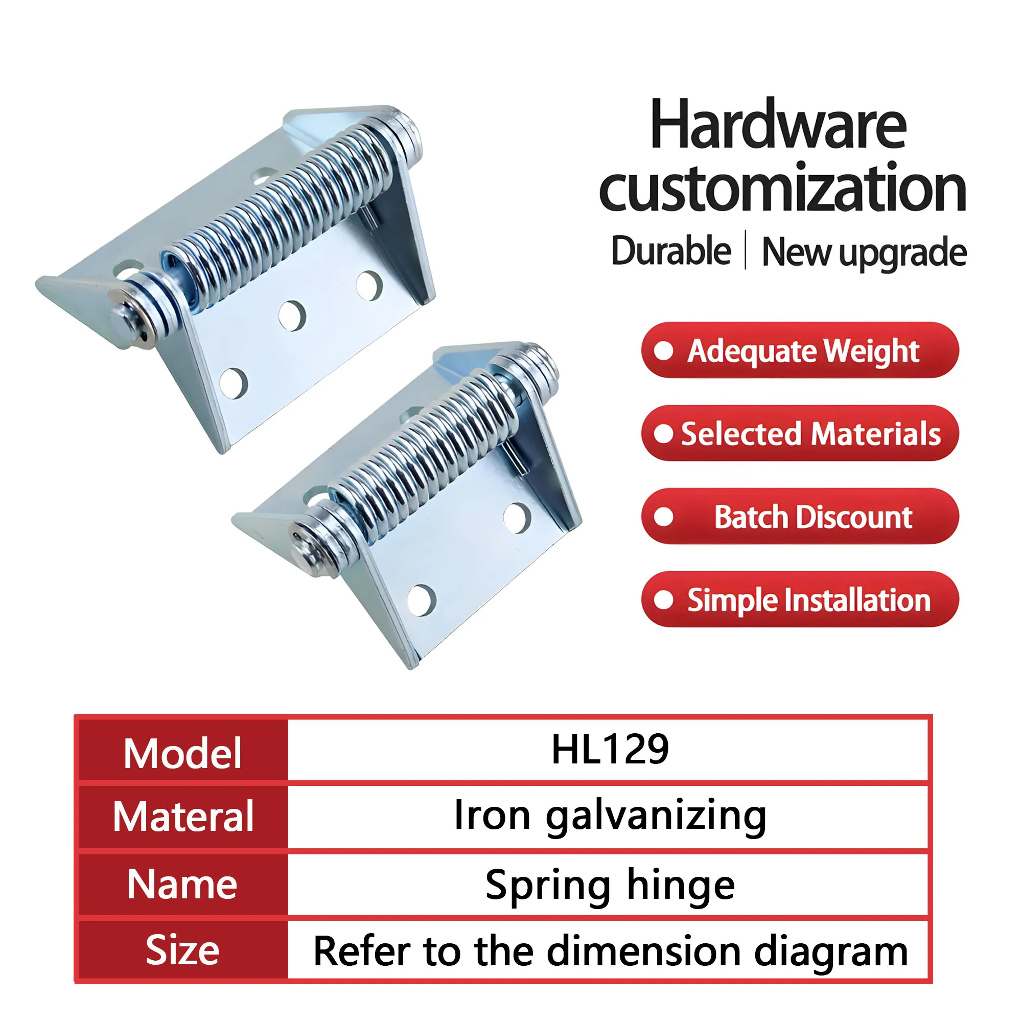 

HL129-1 Thickened Spring Automatic Closing Reset Hinge 304 Stainless Steel Electrical Box Cabinet Door Load-bearing Hinge