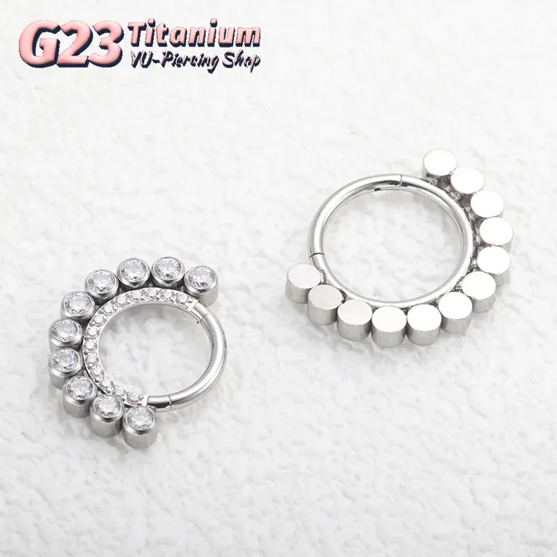 G23 Titanium Piercing 16G Hinged Septum Nose Ring Hoop Zircon Chrząstka Tragus Daith Clicker Kolczyki Piercing Biżuteria do ciała