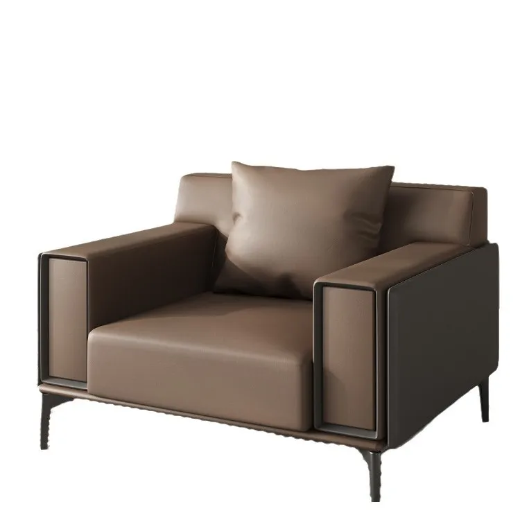 Кожаный диван, журнальный столик, комбинированный офис, прием посетителей, чтобы переговоры современный простой прямой ряд