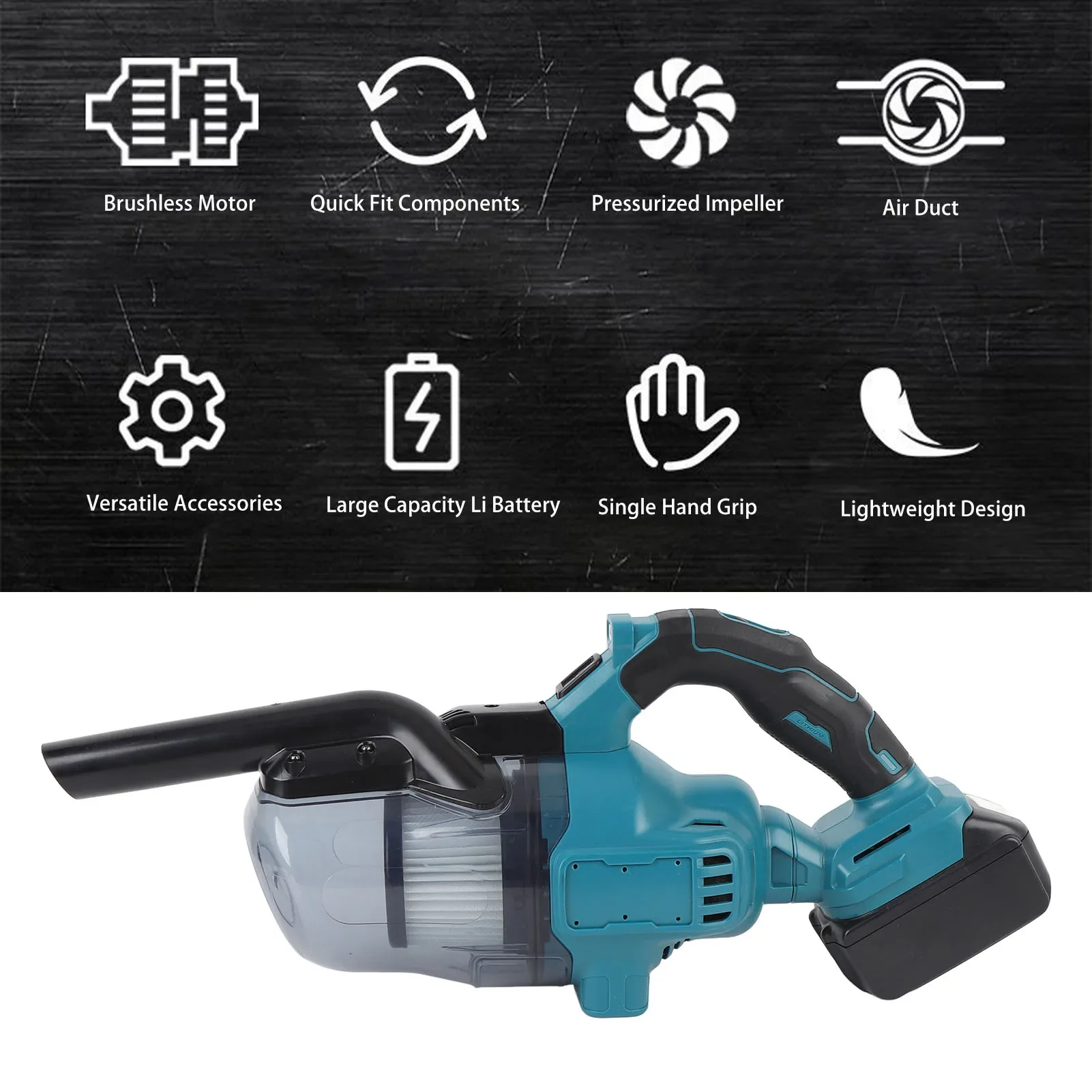 Cordless Vacuum Cleaner 125AW Electric Cleaner Kit Floor Carpet Car Efficient Cleanning Tool for Makita BL18 Series 18V Battery