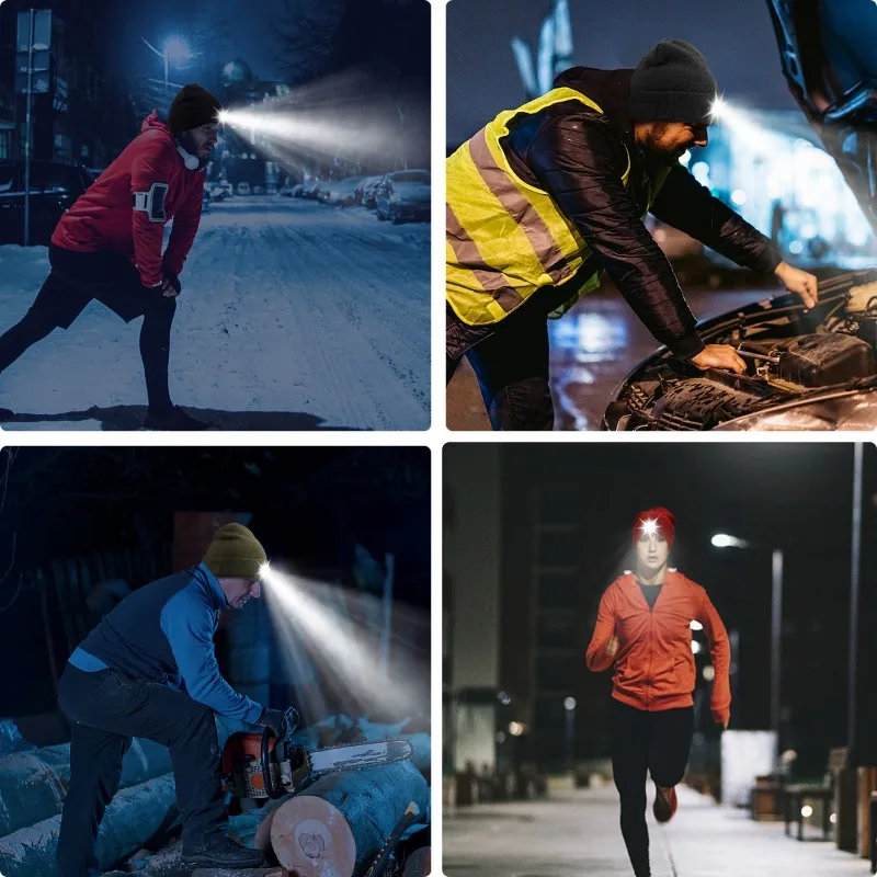 

LED Headlamp Hat Hands Free Light Night Running Safety Cap Adjustable Bright Beam Outdoor Adventure Camping Hiking Unisex Adult