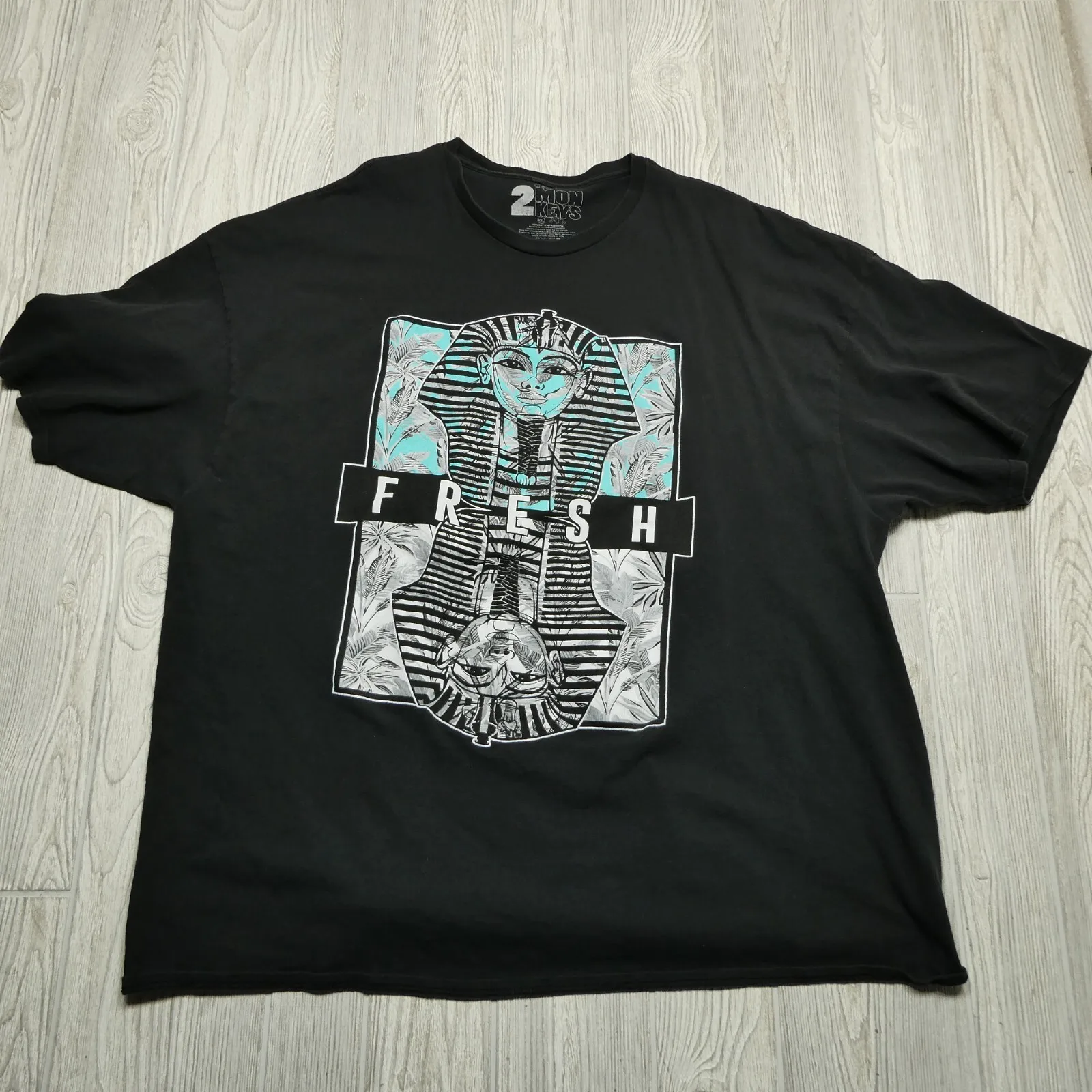 2 Mon Keys Shirt Alt 4XL Black Egyptian Sphinx Graphic Mens 100% Cotton