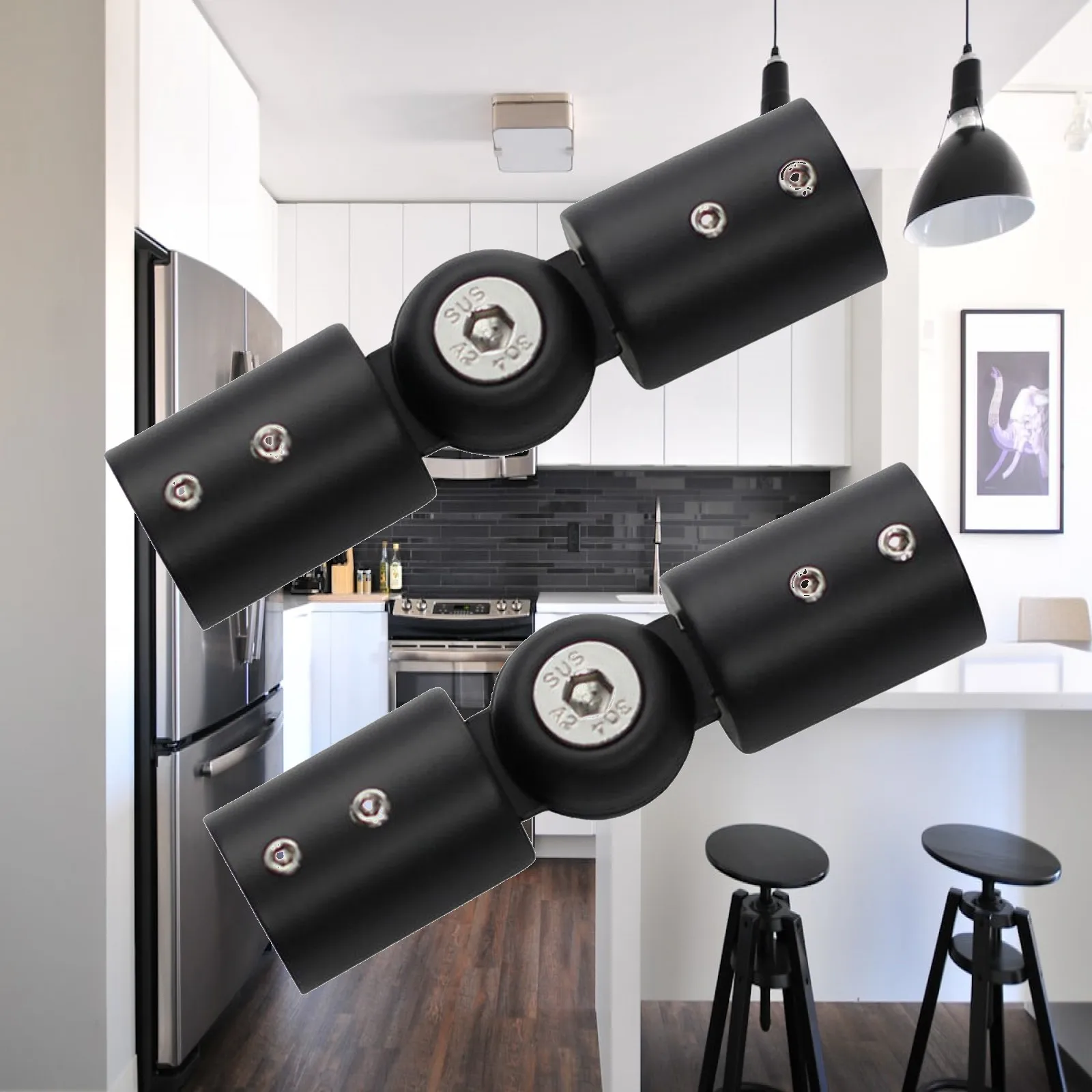 Curtain Rod Corner Connector, Adjustable Angle for Curtain Rods for , Bathroom