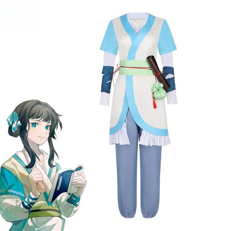 

Anime Apprentice Cosplay Set - Blue & White Layered Robe with Accessories, Cute Historical-Themed Outfit for Role-Play Events