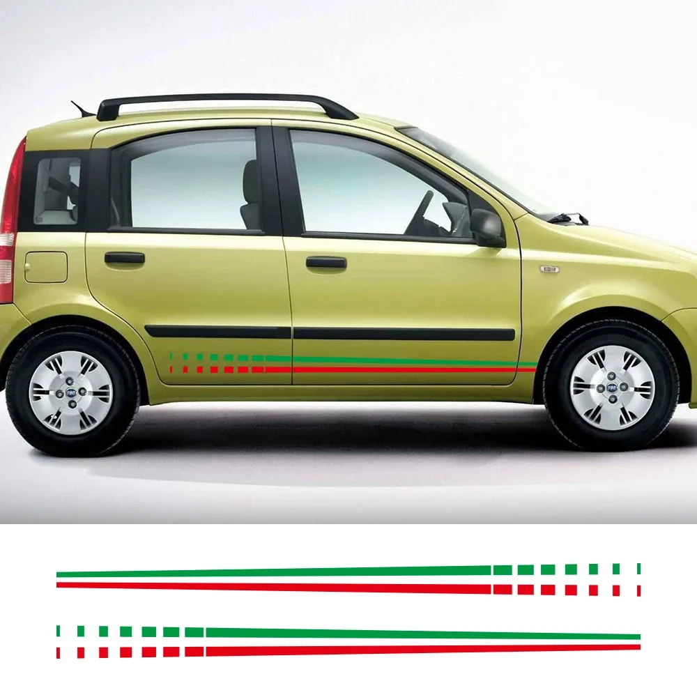 

Наклейки на автомобиль Fiat Panda MK3 4x4 1 2 3 141 312 169 319 750, виниловые наклейки с итальянским флагом, спортивными полосами, аксессуары для авто