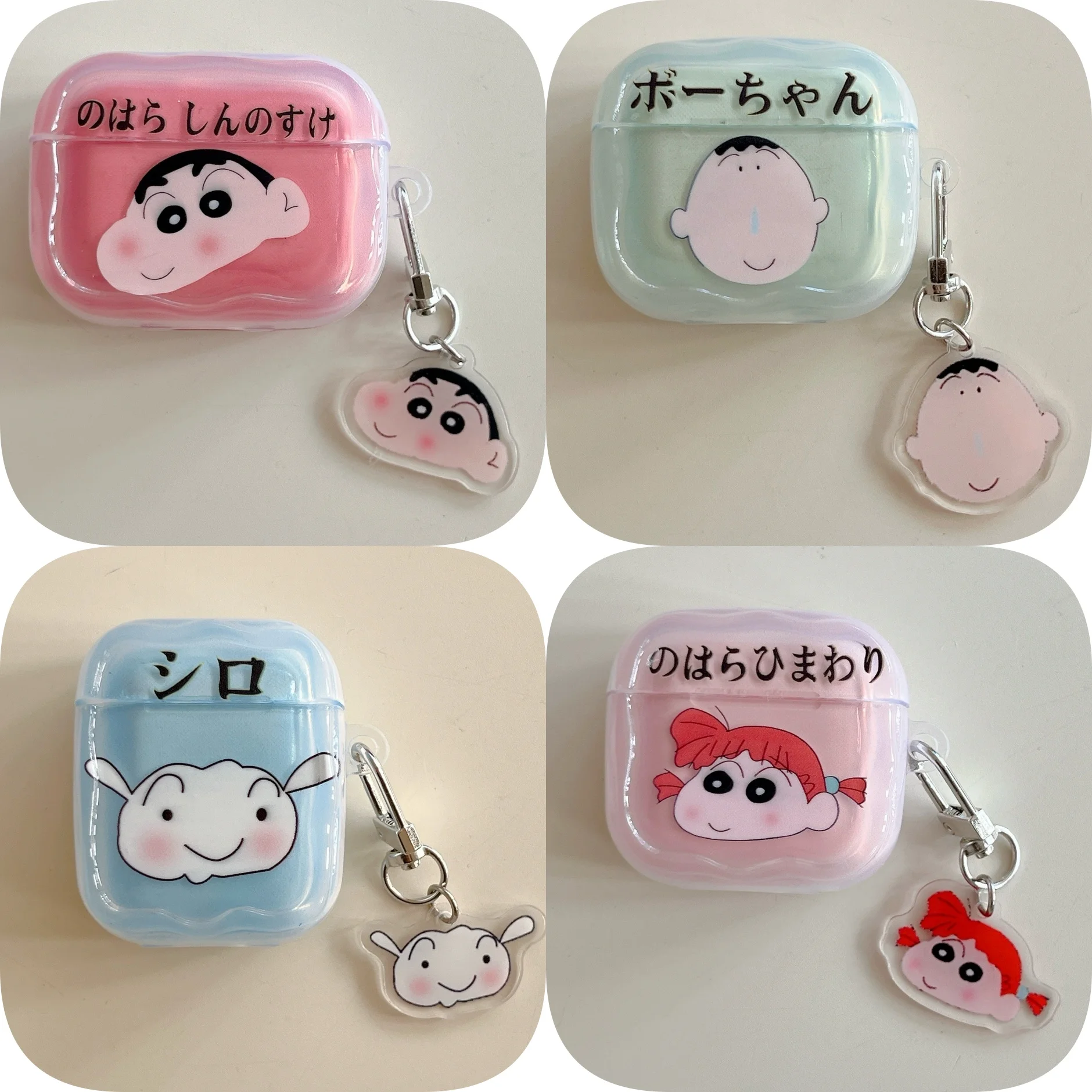 Cute Crayon Shin-Chan Nohara Shiro Himawari Boochan Anti Drop Anti Slip Earphone Cover Suitable For AirPods 4, 1，2, 3, Pro, Pro2