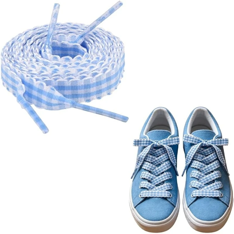 1 Pair Checkered Flat Shoelaces for Sneakers Plaid Shoelace Footwear Replacement Shoe Laces