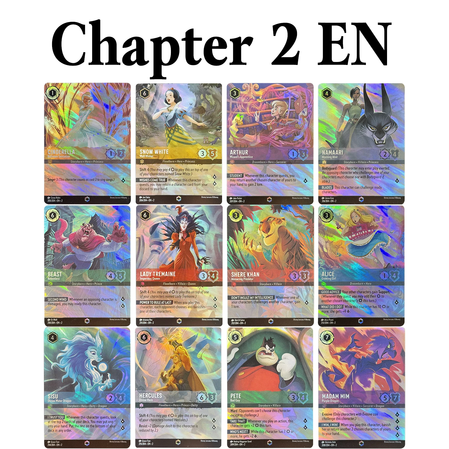 Betoverde Folie Lorcana Proxy Kaarten Hoofdstuk 1/2/3/4/5/6/7/8 Engels Trading Game Kaarten Stitch Archazia's Island Collection TCG