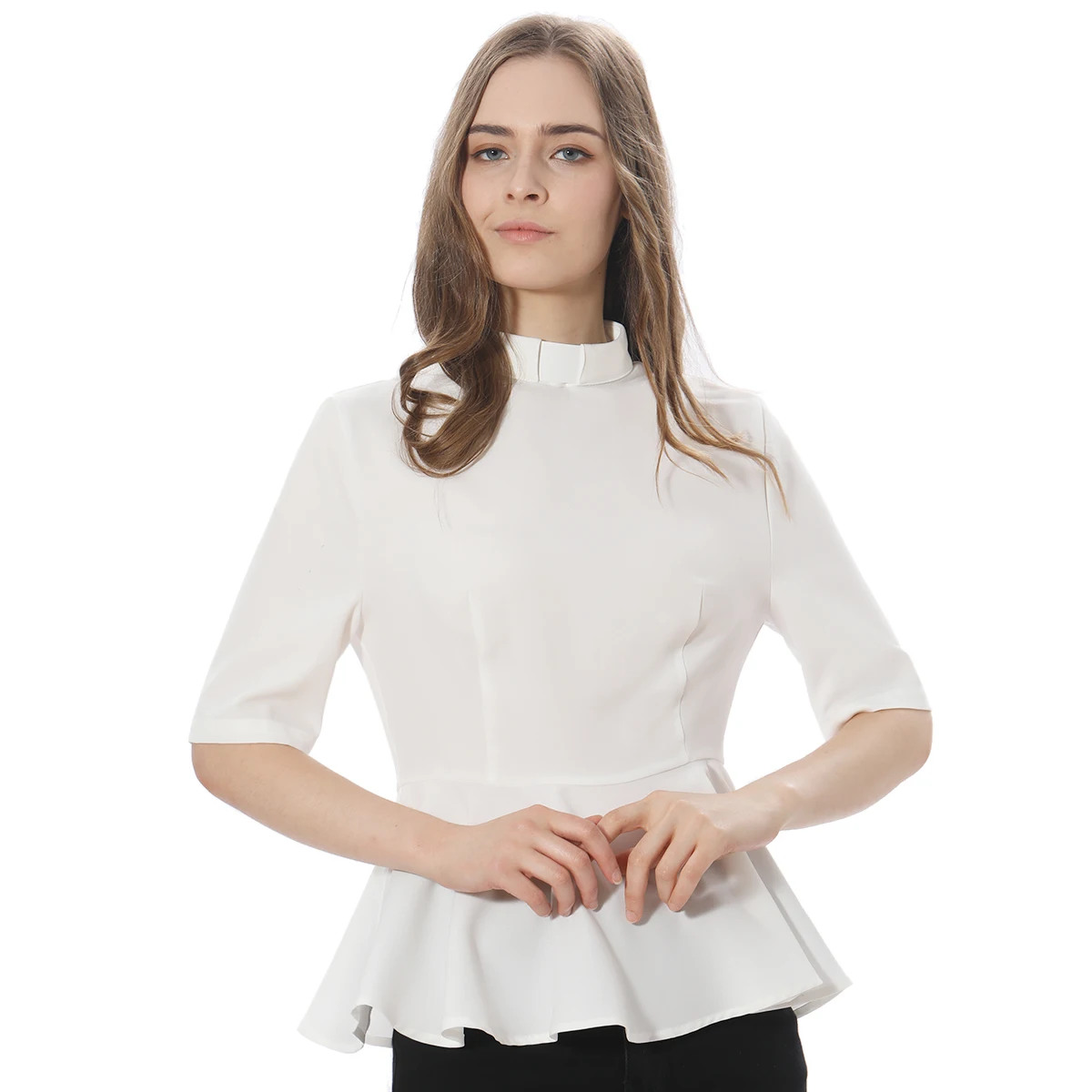 Priest Clergy Shirt for Women Tab Collar Insert for Pastor Preacher Costume