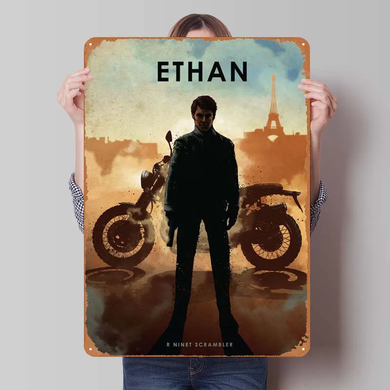 Ethan Moto Legends Metal Poster House Decor Vintage Metal Tin Signs for Garage Bedroom Man Cave Wall Decoration Art Mural Retro