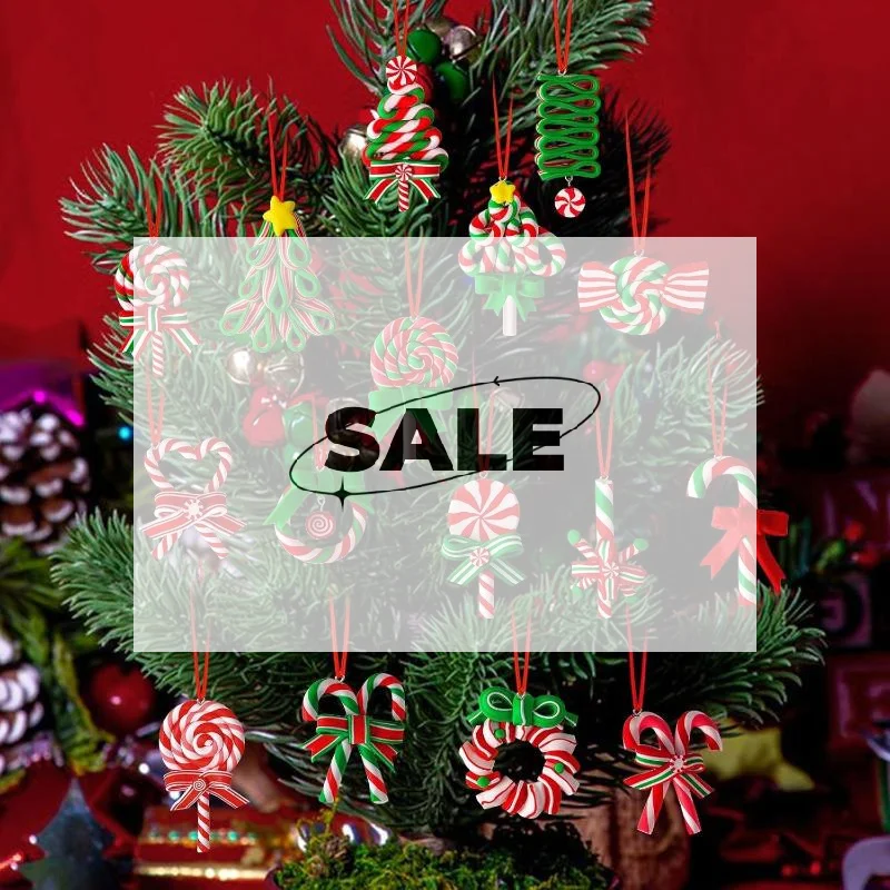 16/32/48 pièces ornements de sucettes de noël créatifs faits à la main canne à bonbons colorée pendentif en bois bricolage artisanat décoratif [HGPC]