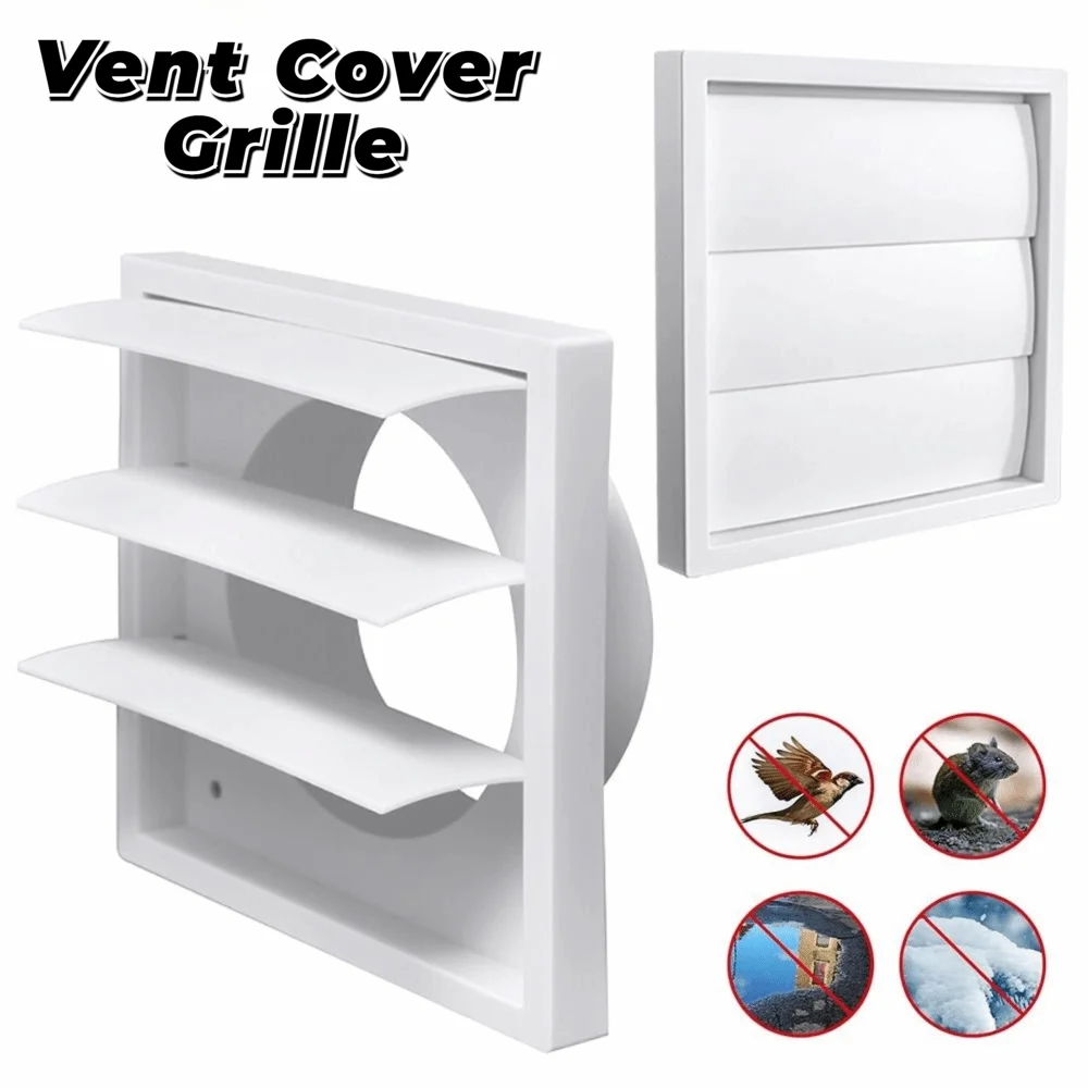 Vent Systems White Vent Cover Grille With Screen Plastic Exhaust Vent Cover One-Directional Dryer Vent Hood