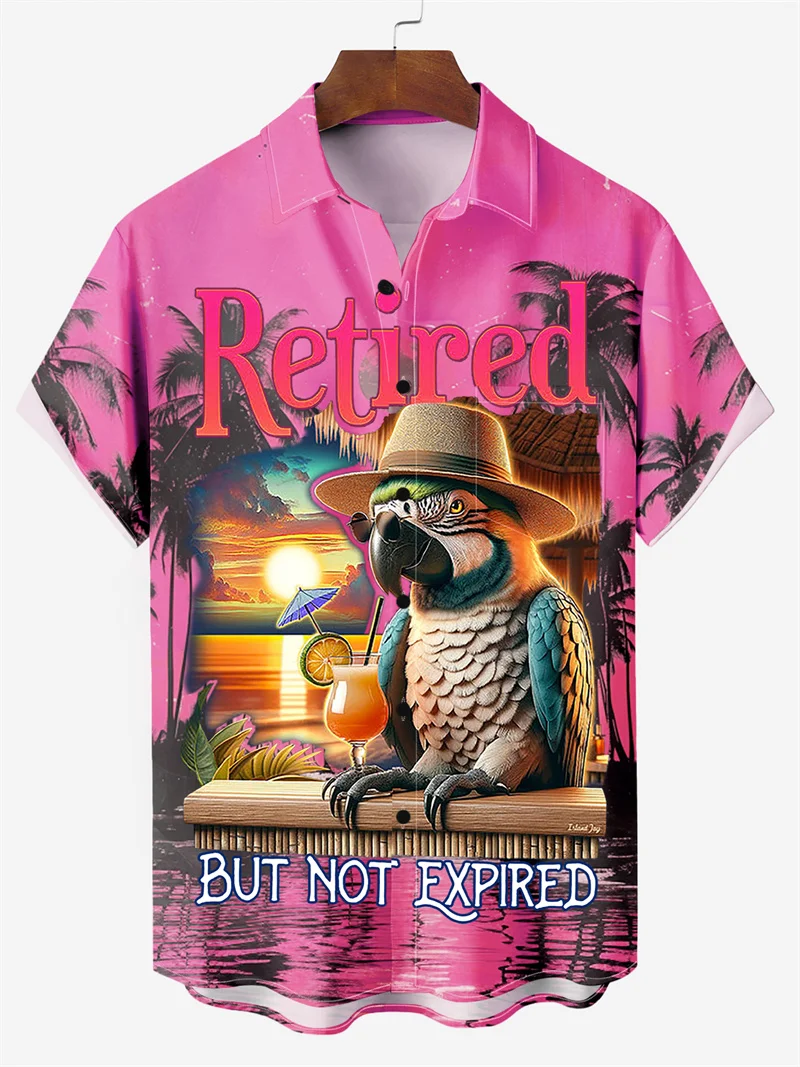 Hawaiian Shirt Animal Parrot Print Shirts For Men Summer Casual Men\'s Short Sleeved Shirst Loose Fashion Streetwear Men Clothes