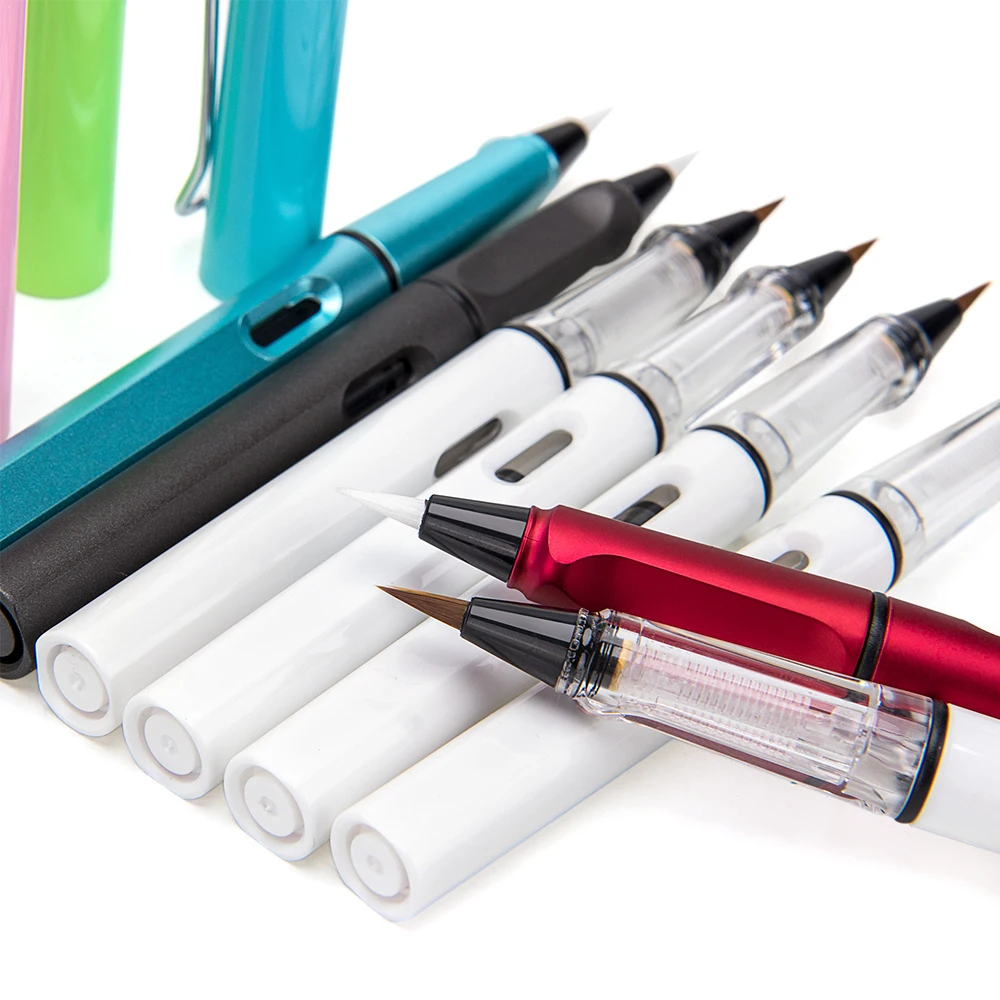 Morandi Fountain Pen Type Calligraphy Brushes Metal Soft Weasel Hair Small Regular Script Brush for Student Painting Writing