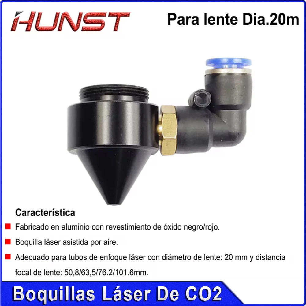 HUNST 레이저 헤드용 에어 깍지, CO2 레이저 절단기, Dia.20 FL50.8 mm 초점 렌즈