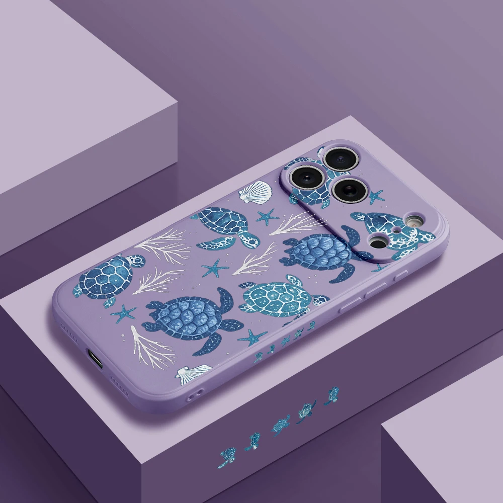 Für iPhone 17 Pro Max 17 Air 16 15 14 13 12 11 Pro Max XS Max7 8 Plus 16e 16 PlusTPU Abdeckung Coque Meeresschildkröte Shell Stil Telefon Fall