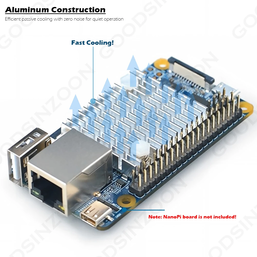Universal Aluminum Heatsink for NanoPi Fire3 /Smart4418/Core4418 (all not included) – Tool-Free Clip-On Design with Thermal Pad