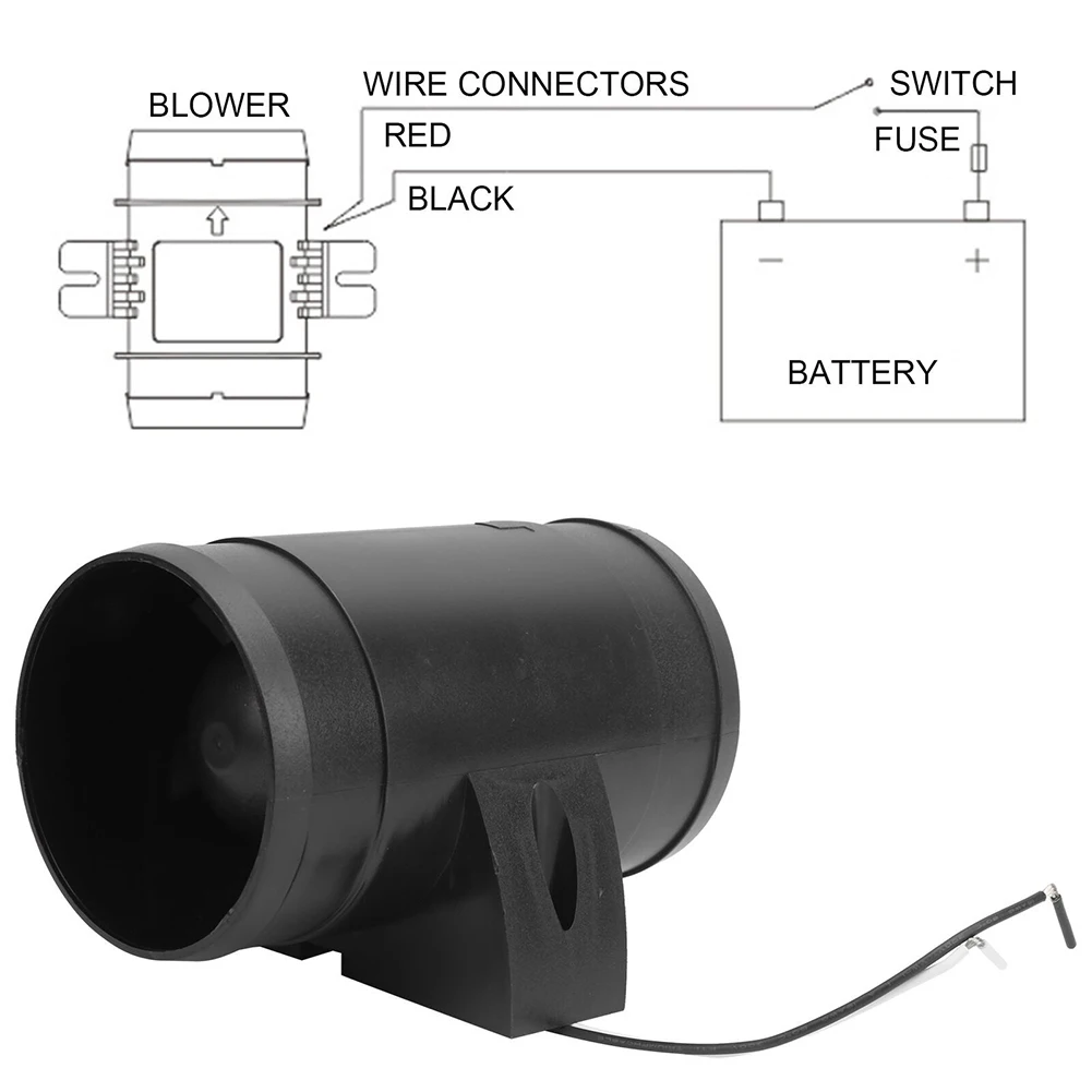 Wentylator rurowy 12V 3 cale, wentylator wlotowy/wylotowy powietrza, wentylator wylotowy powietrza do łodzi, wydajna wentylacja z przepływem powietrza do łodzi, małych pomieszczeń.