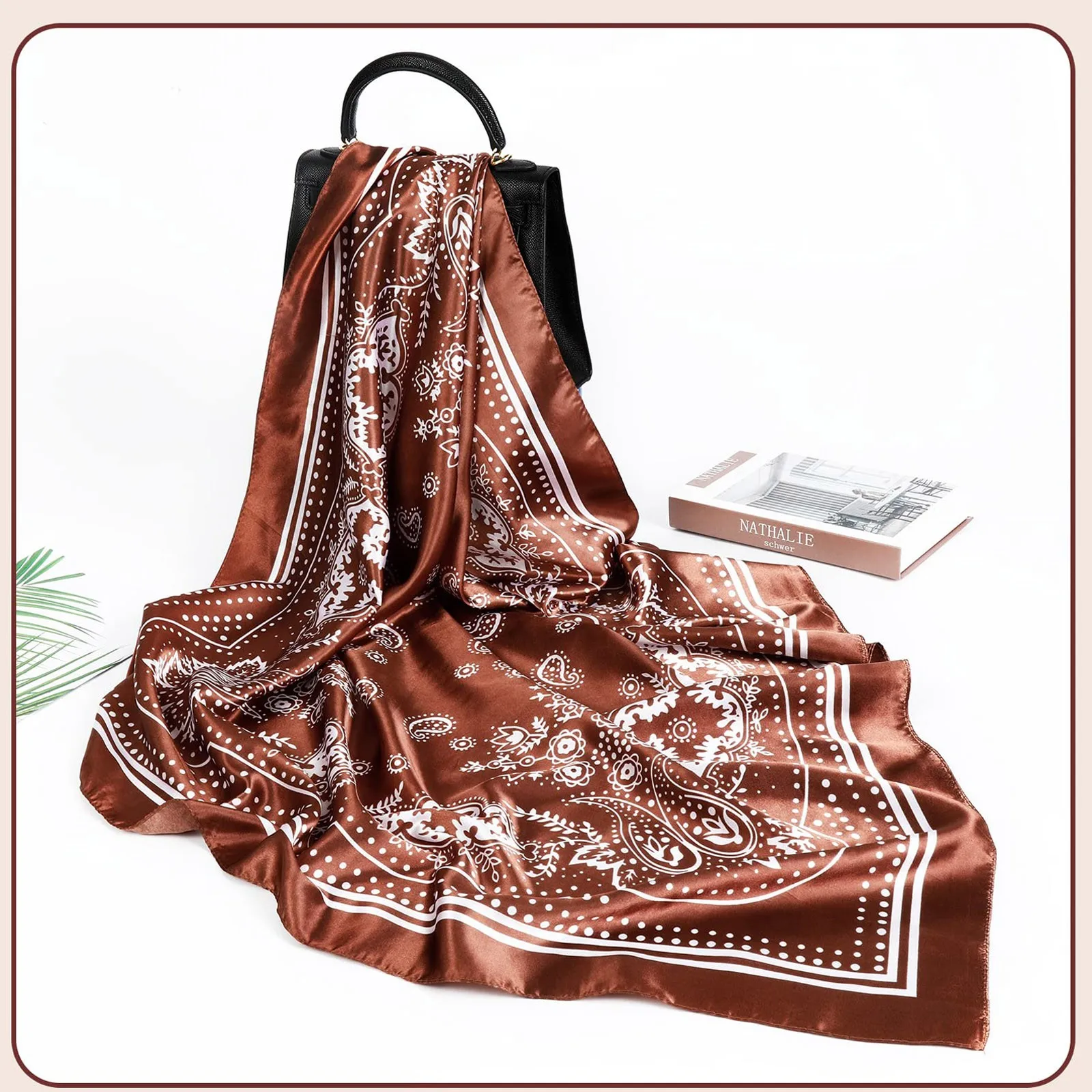 90*90cm Neckerchief Shawl Wraps Print Silk Satin Scarf Square Head Scarf Women Muslim Hijab Elegant Headband Bandana Foulard