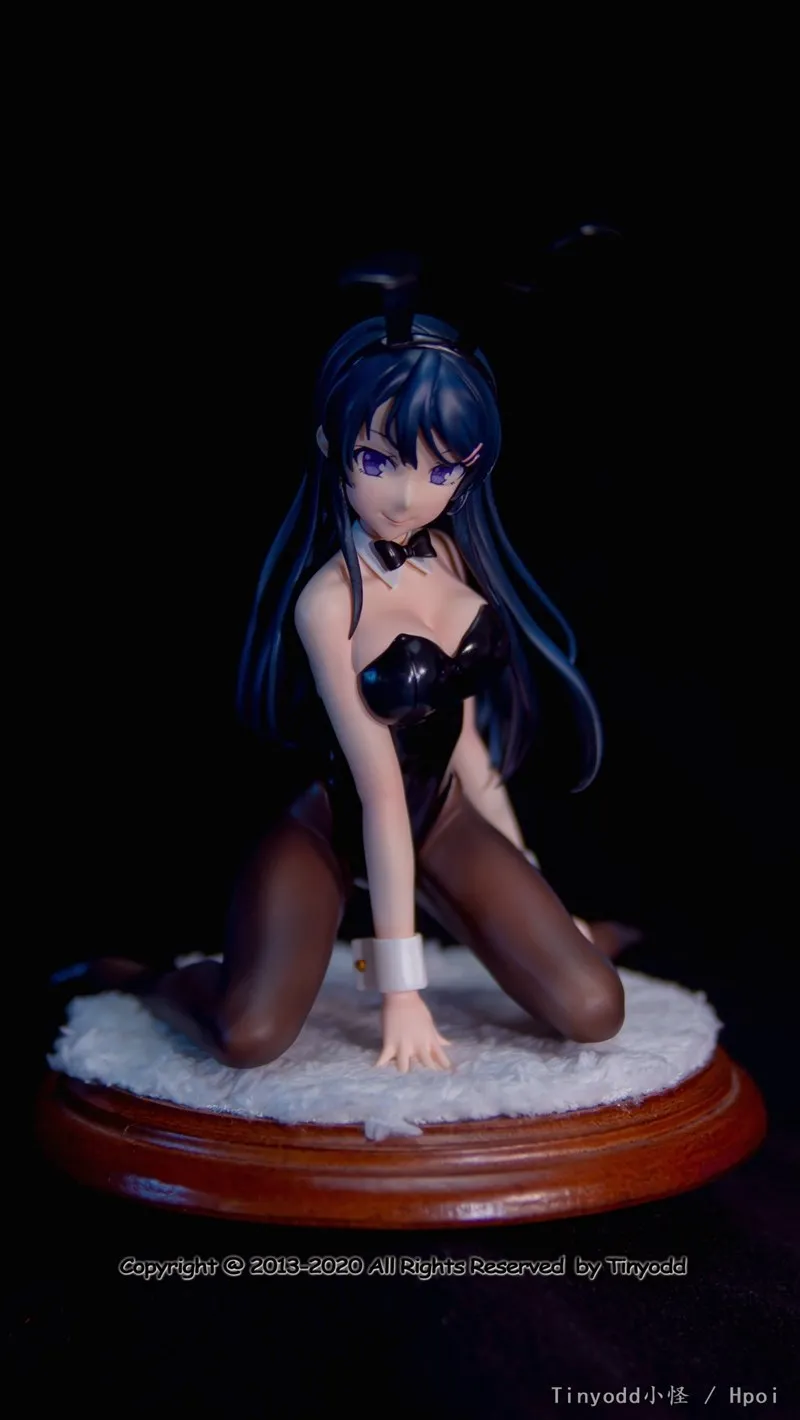 10cm Anime Figure Sakurajima Mai Sexy Bunny Girl Black Silk modello staccabile giocattolo PVC inginocchiato postura bambola regalo raccogliere ornamento