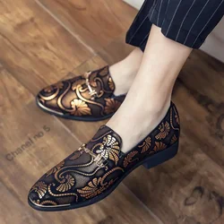 Italian Leather Shoes Men Dress Loafers Brand Business Formal Shoe Slip on Mocassins Barber Wedding Party Shoe Sapato Social